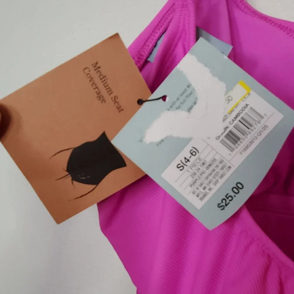 Shade & Shore Pink One-Piece Swimsuit With Adjustable Straps & Side Ties Medium - Picture 6 of 8